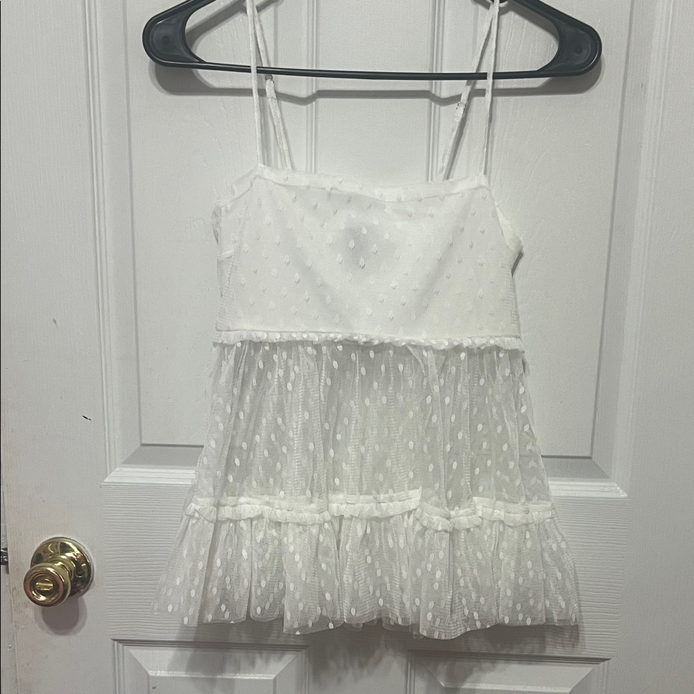 Sheer Polka Dot Tiered Cami Top